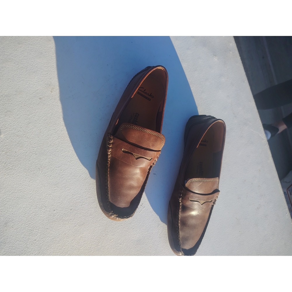Clarks Collection Mens Brown Leather Penny Loafers Driving Mocs Size 9.5 M